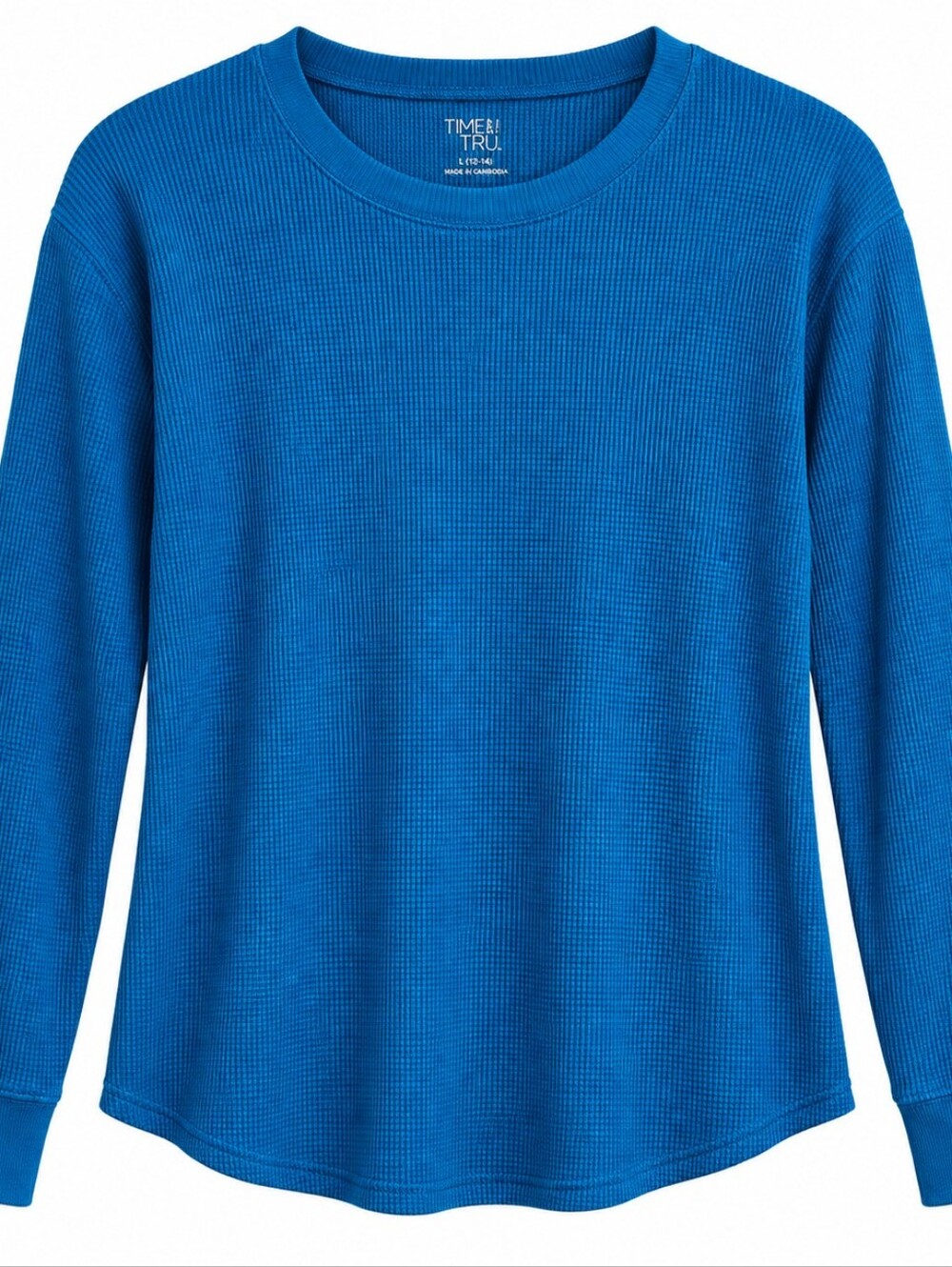 Time and Tru Waffle Knit Thermal Top L Coastal Casual Minimalist